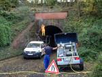 Reinigung mit Hochdruck an der Brücke Grunder Mühle